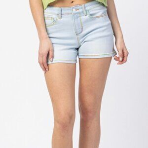 Judy Blue Mid-Rise Rainbow Thread Shorts